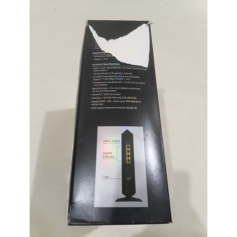 NETGEAR Nighthawk AC1900 WiFi Cable Modem Router C7000-100NAS Black - Picture 8 of 8